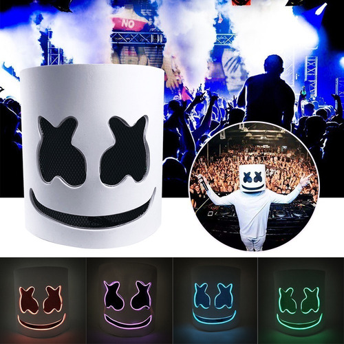 Mascara De Marshmallow Dj - Con Luz Led - Mascaras Halloween