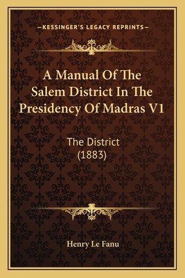 Libro A Manual Of The Salem District In The Presidency Of...