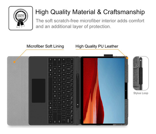 Funda Fintie, Para Microsoft Surface Pro X, 13 Pulgadas
