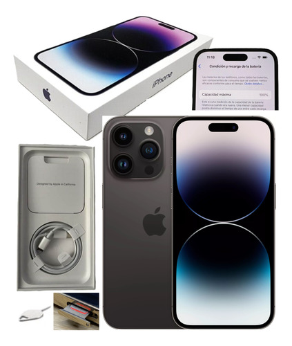 Apple iPhone 14 Pro Negro Sim Fisico (128 Gb) Bateria 100% - Caja Original Liberado Estetica De 10 Full Meses Sin Interes (Reacondicionado)