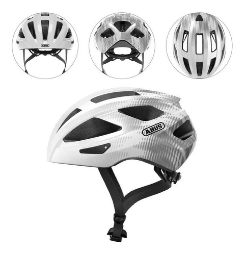 Casco de ciclismo Abus Macator Inmold blanco y plateado 21 talla L