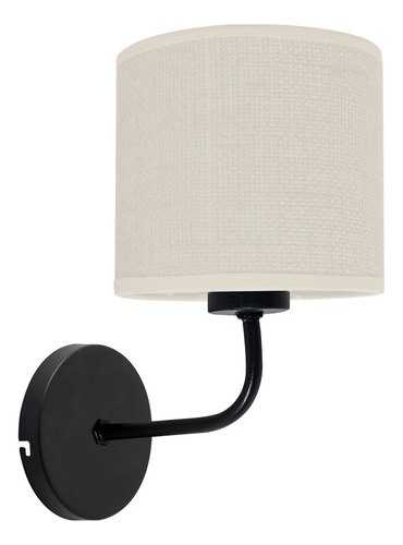 Velador Dormitorio Aplique Pared Lampara Pantalla Arpillera Estructura Negro/Arpillera Clara
