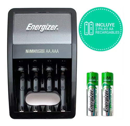 Imagen 2 de 4 de Cargador Energizer Maxi Aa Aaa + 2 X Pilas Recargables Aa