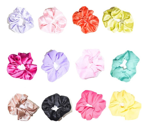 Scrunchies Colita Pelo Mujer Nena Pack X 5 Unidades Surtidas