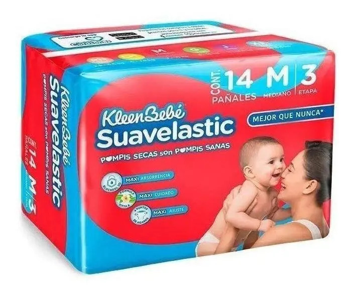 Pañales Kleenbebe Suavelastic Mediano 14 Piezas Etapa 3 Género Sin Género Talla Mediano (m)