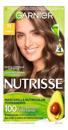 3 Pza Tinte Para Cabello Garnier Nutrisse 71 Vainilla