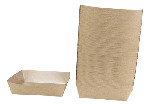 100x Kraft Papel Bandejas De Comida Recipiente De Bocadillos