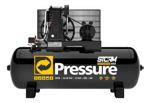 Compressor Ar Pressure Storm 600 5hp 200lt 175psi 220v 380v Cor Preto Fase elétrica Trifásica 220V/380V