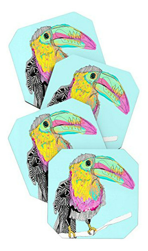 Diseños Negar Casey Rogers Toucan Posavasos, Juego De 4.