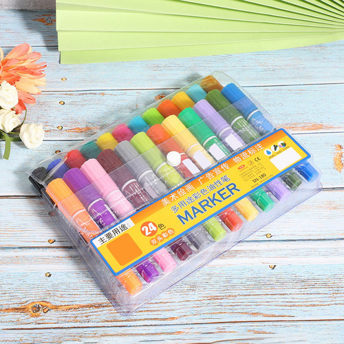 Juego De Marcadores De Doble Punta 24 Colores Marcadores