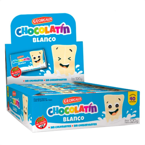 Caja Chocolate Blanco Georgalos Chocolatin Sin Tacc
