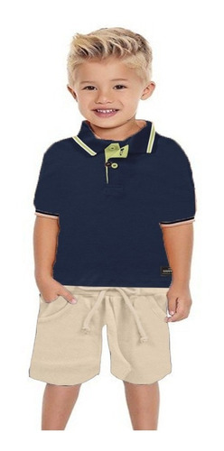 Conjunto Infantil Criança Menino Short + Camisa Polo 1 Ao 10