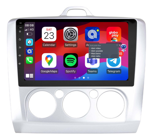 Multimidia Focus 08/13 9p Android 14.0 2gb Voz Carplay Qled