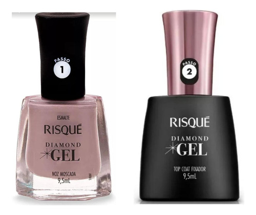 Esmalte Risque Dimond Gel Noz Moscada+top Coat Fijador 