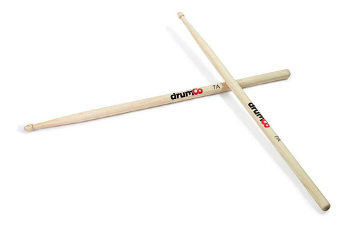 Baqueta Punta De Madera 7a Dr-7a Drumco Color Natural Tamaño 2.8x1.4x39.4