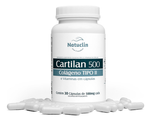 Cartilan Colágeno Tipo 2 - 30 Cápsulas - 500mg - 6 Frascos Sabor Sem sabor