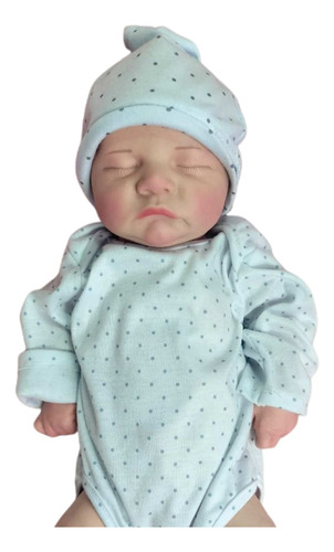 Bebe Reborn Gabriel 50 Cm Silicona Sólida Platino Tipo Goma