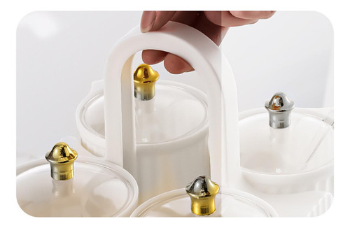 Caixa De Tempero Utensílios Tampa Transparente Branco