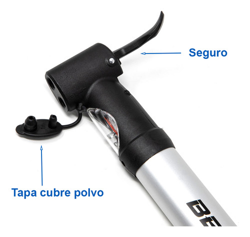 Mini Bomba De Aire Manual Con Manómetro Para Bicicleta válvula dual Color Plata