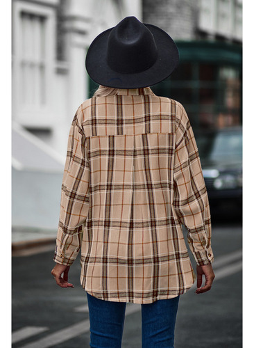 Camisa Holgada De Cuadros Casual Para Mujer Otoño E Invierno