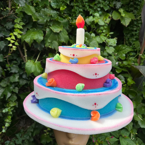 Gorro Myfunnyhats Torta Para Niños Color En Goma Espuma Celeste S