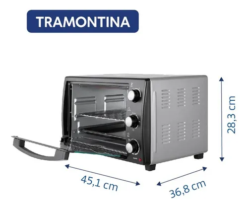 Horno Eléctrico Tramontina Glass Cook Grill 25 Litros Negro