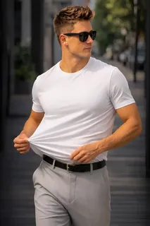 Camiseta Basica Modal Masculina Algodao Malha Peruana