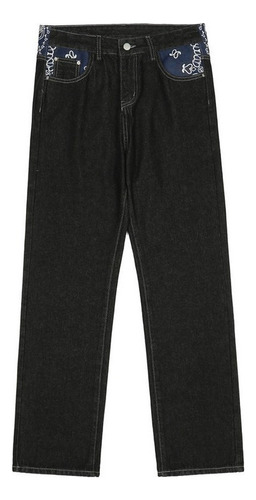 Pantalones Vaqueros De Hip Hop Casuales De Corte Holgado Par