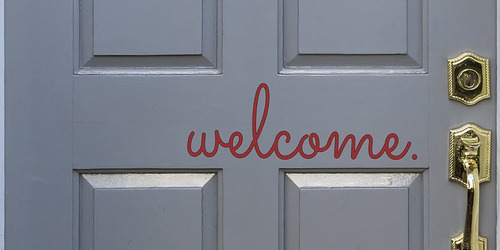 Welcome In Cursive Vinyl Door Decal Sticker   W X  H Wh...