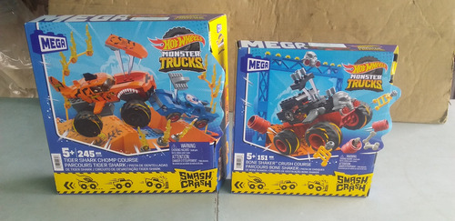 Lote 2 Hot Wheels Mega Bone Shaker Y Tiger Shark Chomp Cours