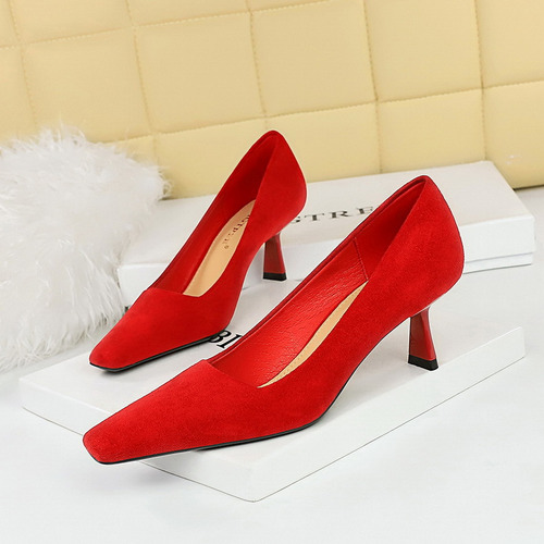 Zapatos De Tacón Alto De Terciopelo Estilo Sencillo