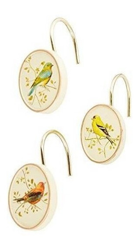 Ganchos De Ducha Avanti Linens Gilded Birds, Marfil