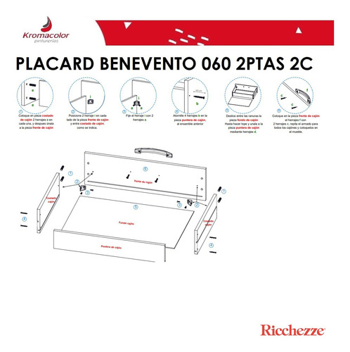 Placard Ropero Benevento 120 4 Puertas 2 Cajones Color Castaño