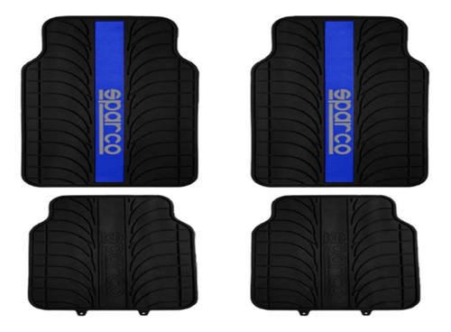 Tapete Alfombra Sparco 4 Piezas Negro/azul