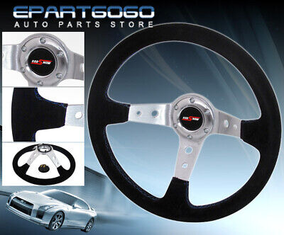 350mm Deep Dish Suede Black Blue Stitching Jdm Vip God S Aac