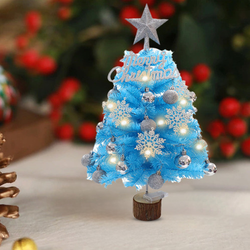 Mini Árbol De Navidad Azul De Mesa De 17.7 Pulgadas Con