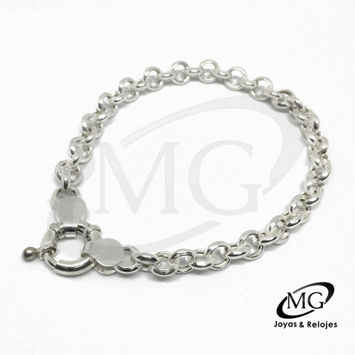 Pulsera Rolo Plata 925 6 Mm Dije Corona Plata Y Oro (d282)
