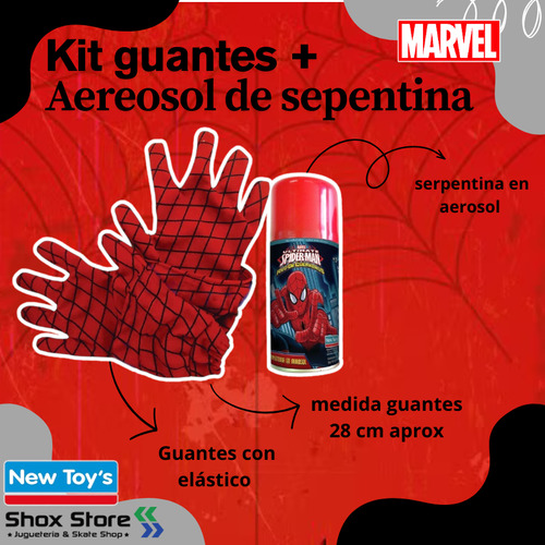 Kit Guantes Areosol Espuma Nieve Serpentina Disney Marvel