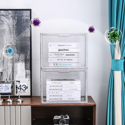 Organizador De Libros Oficina Caja Almacenaje Transparente Blanco