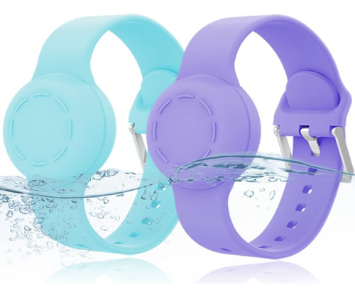 2 Pack Kids Waterproof Airtag Pulsera, Caso De Silicona Com4