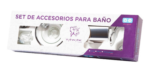 Set Accesorios Baño Ducha 6 Pzs. Acero Inox Vidrio Tawak Sf