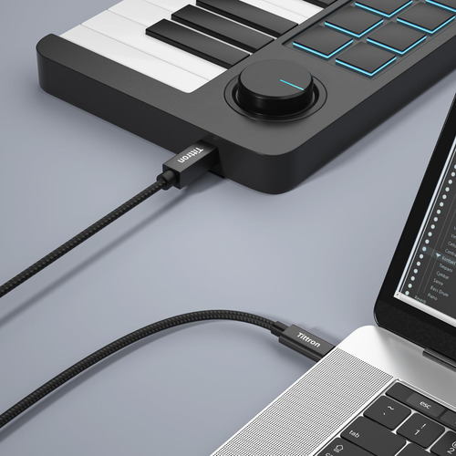 Cable Midi Usb-c A Tipo B 6.6 Ft Para Teclados Y Controlador