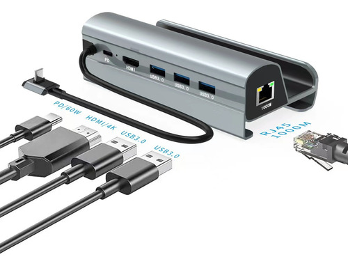 6-in-1 Docking Station Para Steam Deck Hdmi 4k@60hz 100w Pd