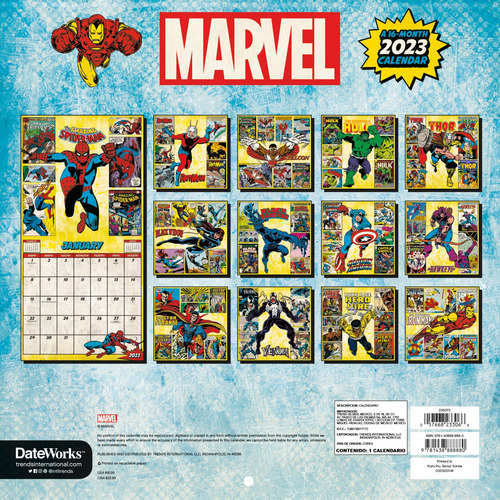 Calendário De Parede Da Marvel Comics De 2023