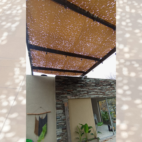 Media Sombra Camuflaje 4,50 X 4 M Con Kit Techo Pergola Deco Gris Topo