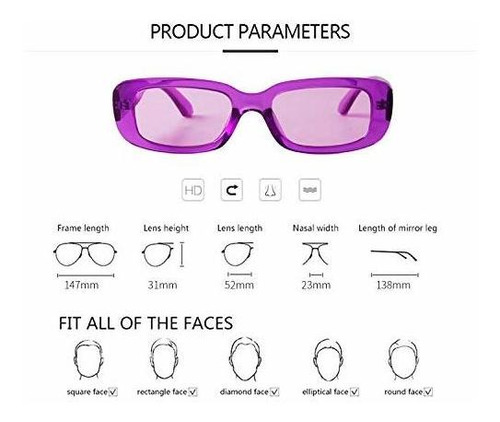 Ade Wu Rectangle Gafas De Sol Para Mujer Hombre Wb4fx