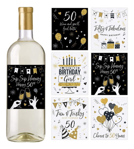 Etiquetas De Botella De Vino De 50 Cumpleaños  Juego D...