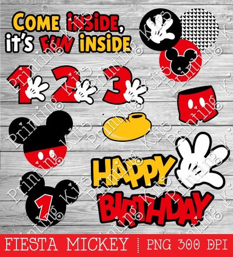2x1 Kit Papel Digital Fondos Mickey Mouse, Clipart, Png