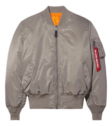 Chaqueta De Vuelo Alpha Model Ma-1 Bomber Flight Jacket Color Vintage Gray- Mujer/hombre