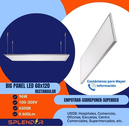 Panel Led 96w 120x60 Empotrar Suspender